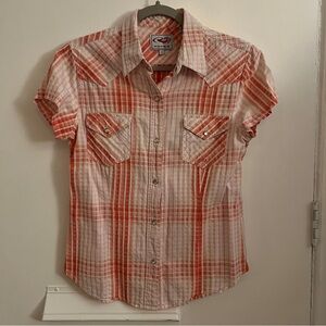 Roper Kids Orange Plaid Button Down Shirt